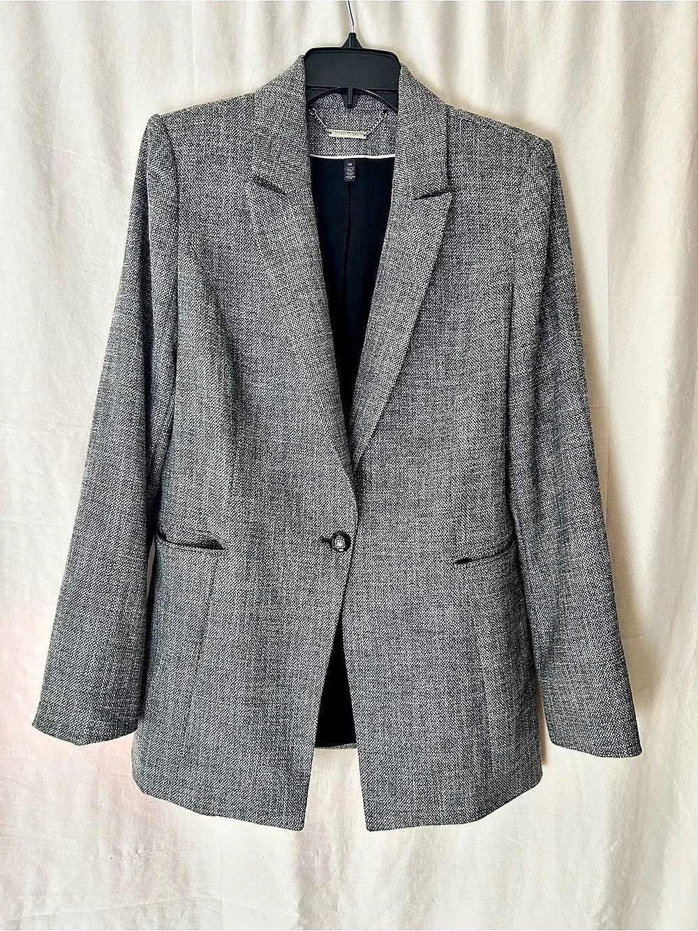 WHBM Heathered Charcoal Gray Blazer Size 12